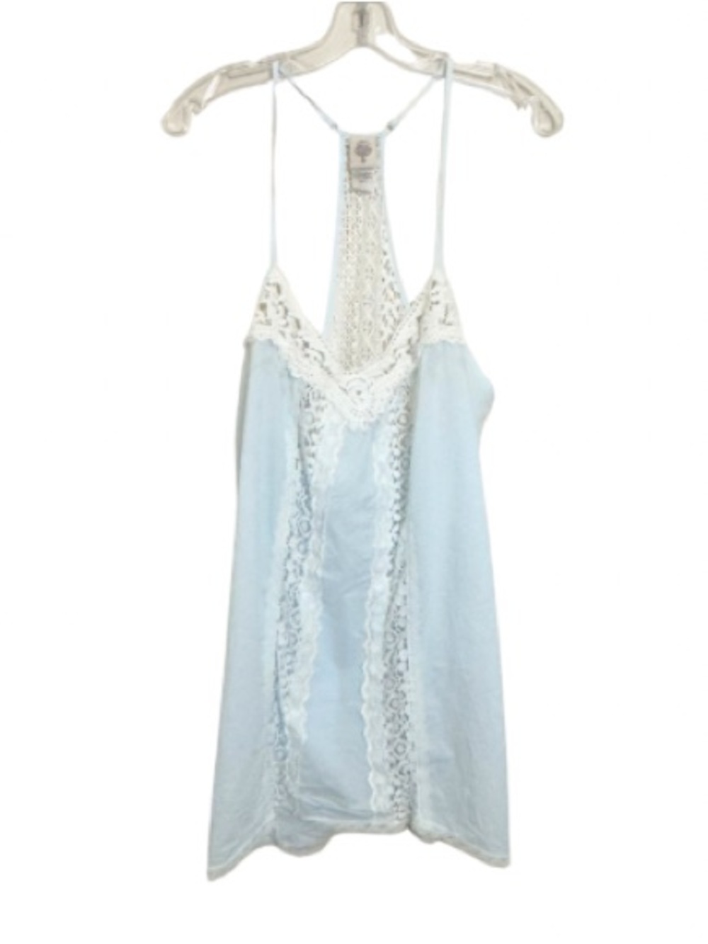 In Bloom Light Blue Lace Trim Slip Dress Nightgown Size XL Cottage Boho Feminine